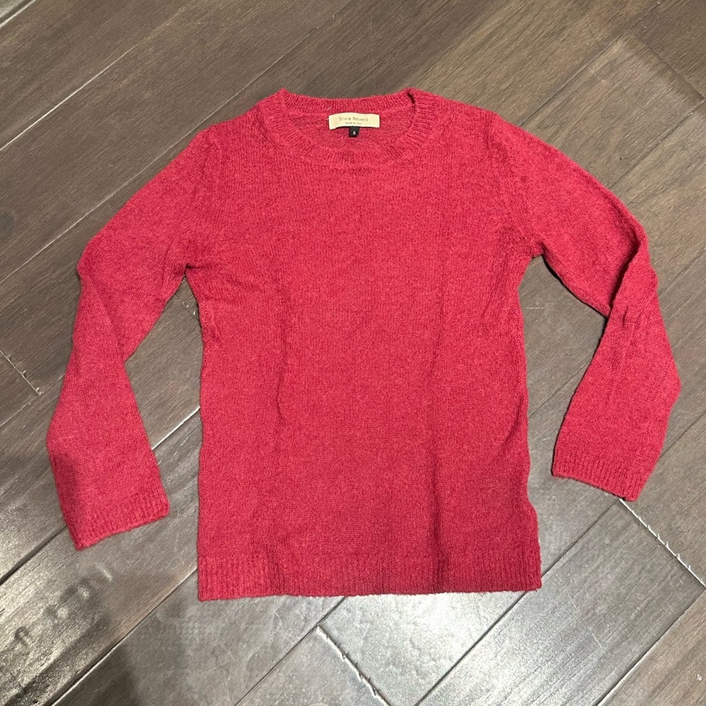 Silvia Novelli Mohair Red/Pink Crew Neck Sweater Size Small